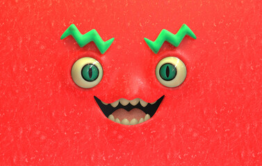 3D Faces render emote image happy monster mischievous smile