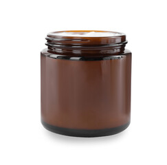 Jar of hand cream on white background