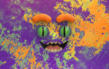 3D Faces render emote image happy monster mischievous smile