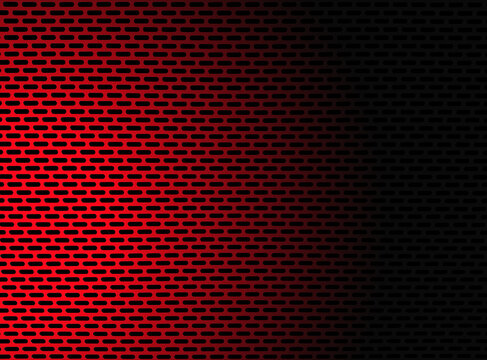 red metal grid background with black gradient pattern.