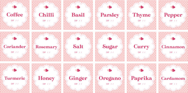 Spice and Jar Labels. Printable and editable.