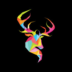Obraz na płótnie Canvas colorful polygon deer logo