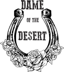 Design print for a shirt: country music typography, rodeo, cowboy, and cowgirl—vintage wild west emblem with cowboy hat and boots vector illustration. 