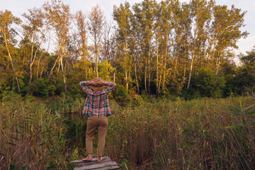 Girl rest on the lake