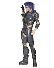 Female Space Elf Warrior, Side View, 3d digitally rendered fantasy or science fiction illustration
