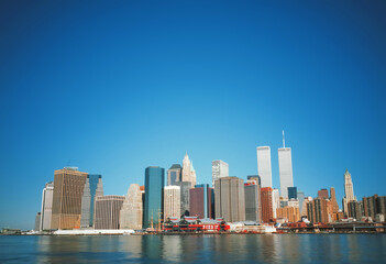Fototapeta na wymiar World Trade Center Twin Towers and lower Manhattan skyline, New York, USA