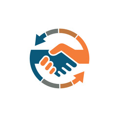 illustration of hands deal symbol, cooperation icon, vector art.
