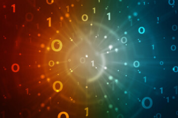 Obraz premium Binary Code Background, Digital Abstract technology background, flowing number one and zero text in binary code format in technology background. Internet Big data Concept