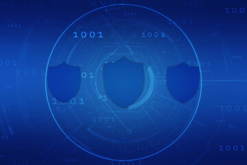 Protect and Security concept. Digital Shield on abstract technology background, Cyber security and information or network protection. Future technology web services for business and internet project