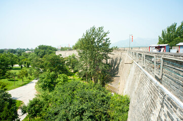 The Shanhaiguan City Wall in Qinhuangdao, Hebei, China, the national key cultural relics, the ancient Chinese military fortifications.