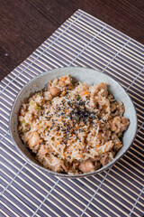 YAKI MESHI,  Fried rice with vegetables and pecans.