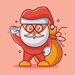 genius santa claus character mascot with think expression isolated cartoon in flat style design