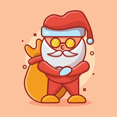 cute santa claus character mascot with cool expression isolated cartoon in flat style design