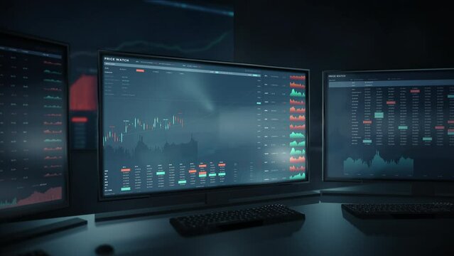 Studying the stock price graph using the digital commerce database application. Watching the volatility of a stock with a commerce database. Commerce database shows instability of a stock price.