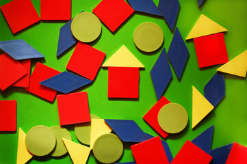 Set of geometric shapes. Background from geometric shapes. Geometry lesson.