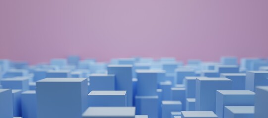 青色のキューブが並ぶ背景素材