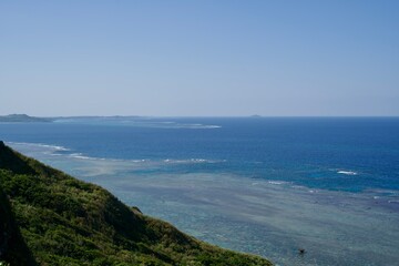 Fototapeta na wymiar Miyakojima seascape from the cliff top at Higa RoadPark