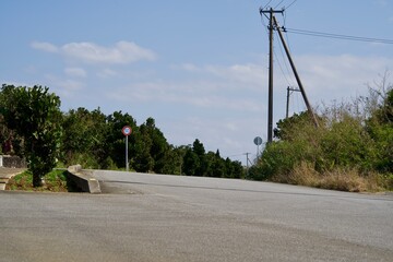 Curved asphalt road in Miyako Island