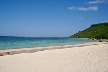 Fototapeta na wymiar Sandy beach scenery of the Aragusuku Beach.