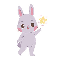 Cute little baby rabbit with star kids vector