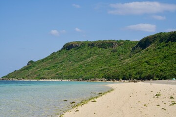 The beautiful view of Aragusuke Beach in Miyakojima.