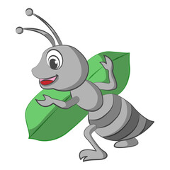 Ant coloring cartoon design on transparent background