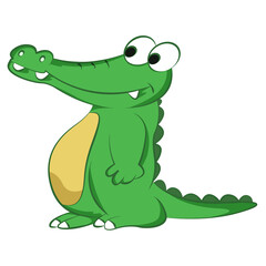 Crocodile coloring cartoon design on transparent background