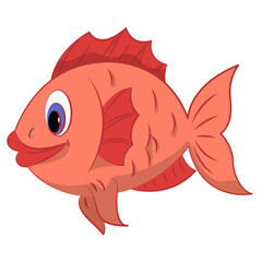 Fish coloring cartoon design on transparent background