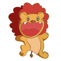 Lion coloring cartoon design on transparent background