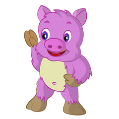 Pig coloring cartoon design on transparent background