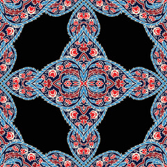 Ethnic boho seamless pattern. Patchwork texture. Weaving. Traditional ornament. Tribal pattern. Folk motif. Can be used for wallpaper, textiles, invitation cards, wrapping, and web page backgrounds.