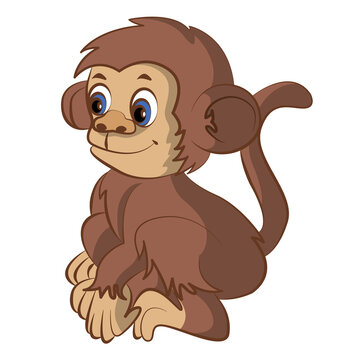 Monkey coloring cartoon design on transparent background
