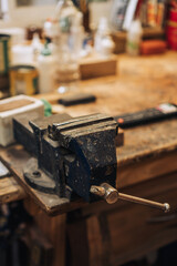 Fototapeta na wymiar bench vise in a carpentry workshop