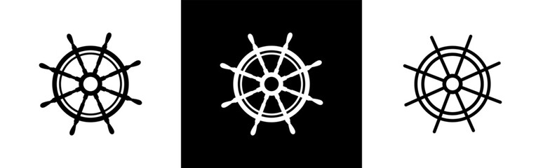 Steering wheel icon. Captain's steering wheel symbol. Ship wheel signs. Rudder vector illustration