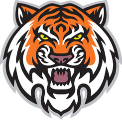 Angry Tiger Head Logo Design Mascot Illustration 