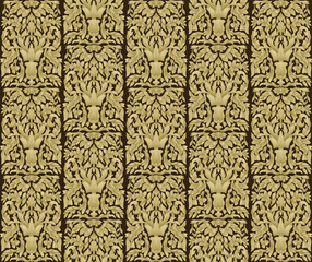 a thailand temple pattern. thai style gold painting seamless texture on the temple door .