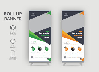 Modern Minimalist Professional and Corporate Medical roll up Banner Vector Template Design