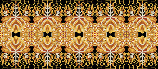 Geometric ethnic pattern seamless flower color oriental. seamless pattern. Design for fabric, curtain, background, carpet, wallpaper, clothing, wrapping, Batik, fabric, and illustration.