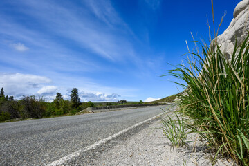 Sunny day for a drive along scenic state highway in Kittitas County, Eastern Washington State
