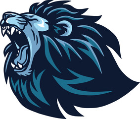 Lion Head Roaring Logo Design Sports Mascot Icon Art