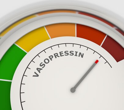 Abstract meter with scale reading low level of vasopressin or argipressin. 3D render