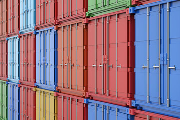 stack of containers at container port