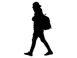 ハイキングをする男性シルエット9