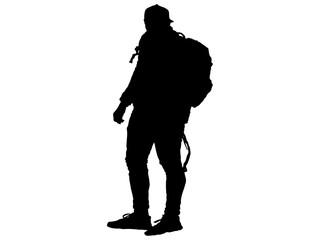 ハイキングをする男性シルエット6