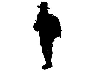 ハイキングをする男性シルエット4