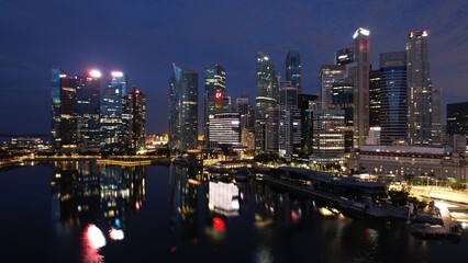 Marina Bay, Singapore - July 13, 2022: The Landmark Buildings and Tourist Attractions of Singapore