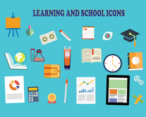 set of learning and school icon theme