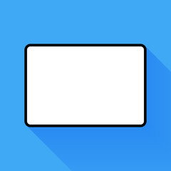 Black tablet with empty screen on blue background, Vector.