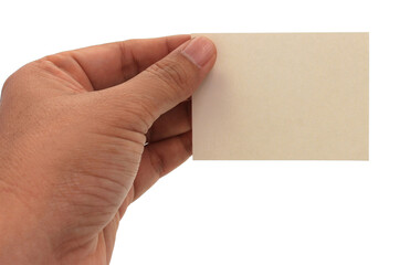 Obraz premium hand holding blank business name card on transparent background png file
