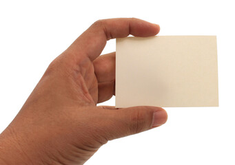 Obraz premium hand holding blank business name card on transparent background png file